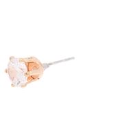Rose Gold Cubic Zirconia Round Stud Earrings - 6MM