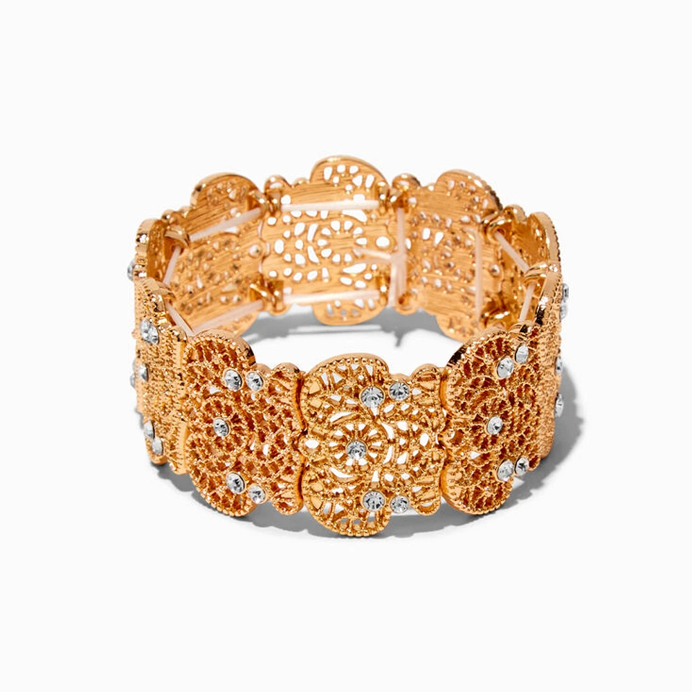 Gold-tone Filigree Stretch Bracelet