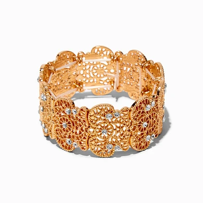 Gold-tone Filigree Stretch Bracelet