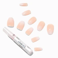 Nude Glitter Coffin Vegan Faux Nail Set - 24 Pack