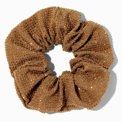 Brown Embellished Gold Sparkle Hair Scrunchie