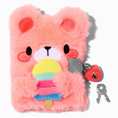 Claire's Club Popsicle Bear Mini Plush Lock Diary