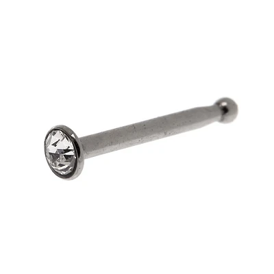 20G Silver-tone Stainless Steel Crystal Nose Stud