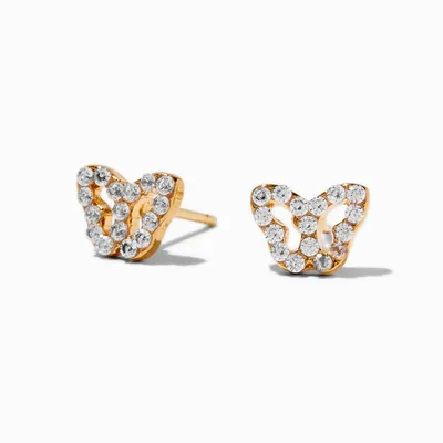 C LUXE by Claire's 18k Yellow Gold Plated Cubic Zirconia Pavé Butterfly Earrings