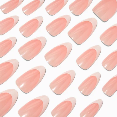 French Tip Glazed Long Almond Vegan Faux Nail Set - 24 Pack