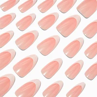 French Tip Glazed Long Almond Vegan Faux Nail Set - 24 Pack