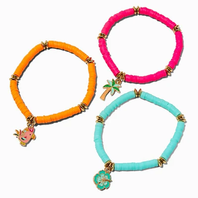 Claire's Club Tropical Fimo Clay Beaded Stretch Bracelet - 3 Pack