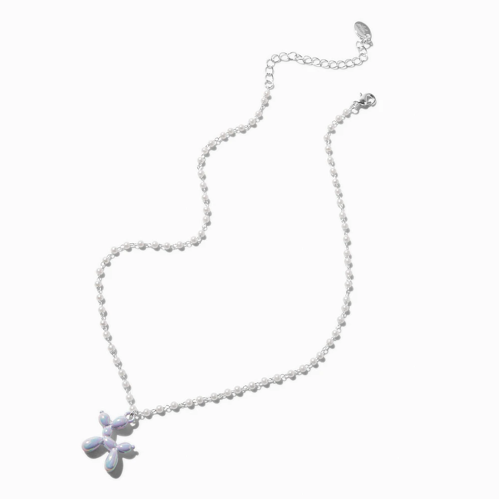 Iridescent Balloon Animal Pearl Chain Pendant Necklace