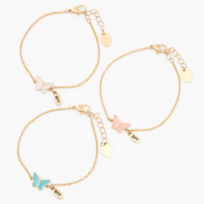 Gold Butterfly Chain Bracelets - 3 Pack