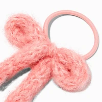 Blush Pink Knit Bow Hair Tie