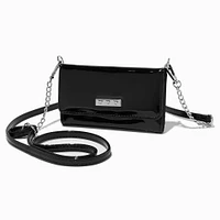 Black Patent Leather Crossbody Wallet