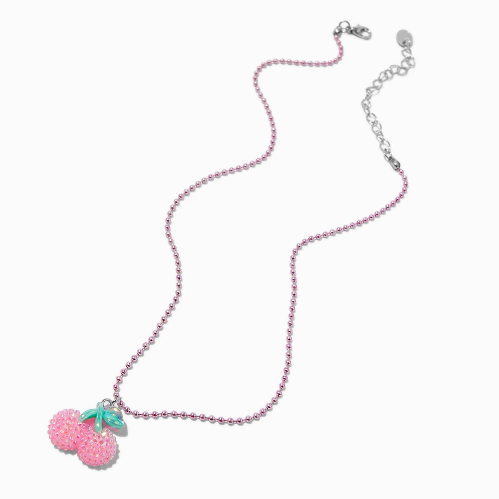 Textured Cherry Pink Beaded Pendant Necklace