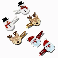 Christmas Icons Glitter Snap Hair Clips - 6 Pack