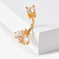 Gold 14G Crystal Bee Belly Ring