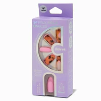 Tortoiseshell Pink French Stiletto Vegan Faux Nail Set - 24 Pack