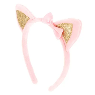 Claire's Club Plush Cat Ears Headband - Pink