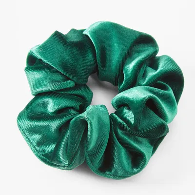 Medium Flat Velvet Hair Scrunchie - Emerald