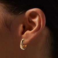 Gold-tone 10MM Ridged Clicker Hoop Earrings