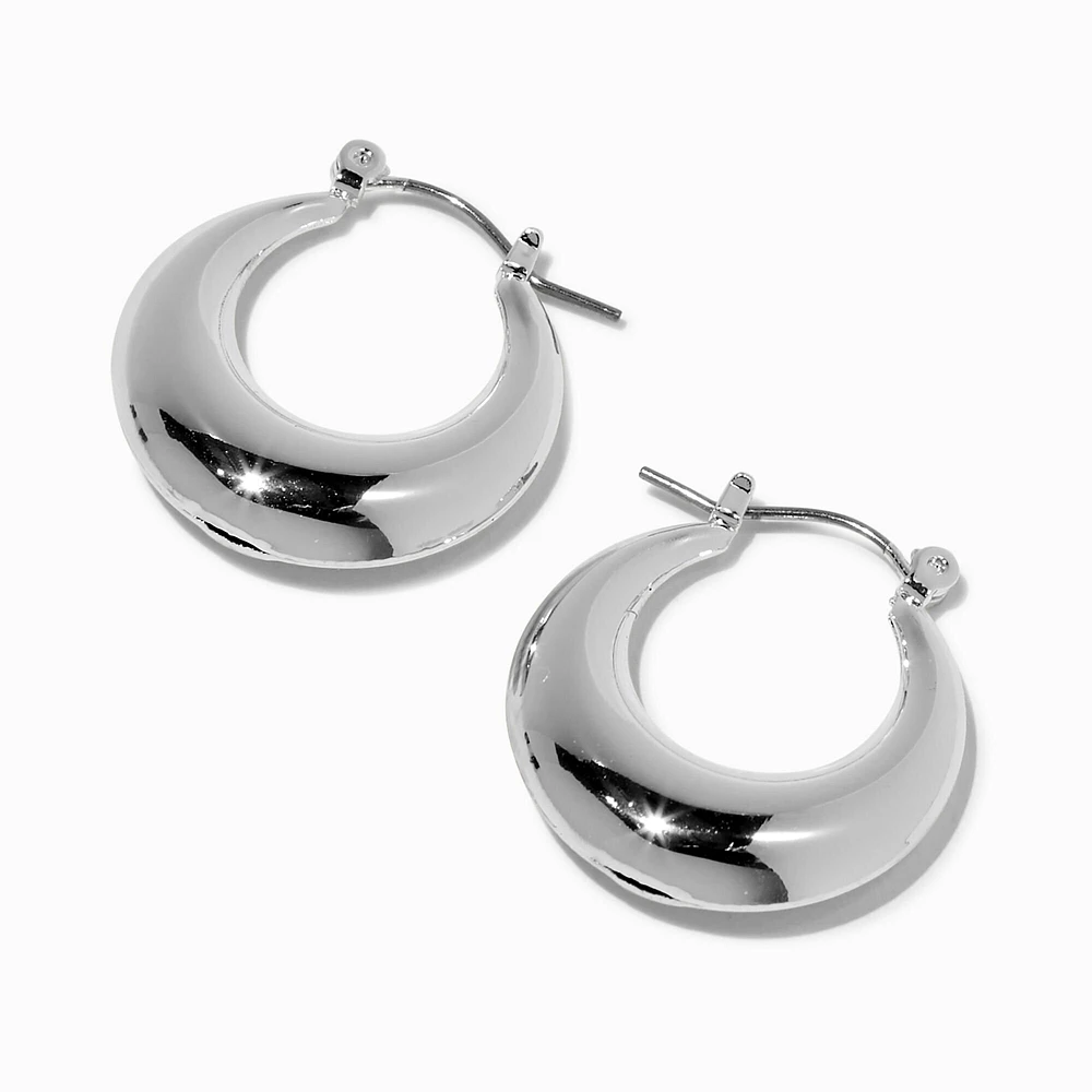 Silver-tone Round Tube 22MM Hoop Earrings