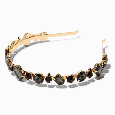 Black Rhinestone Gold Skinny Headband