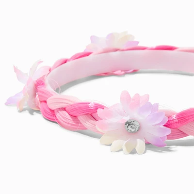 Claire's Club Pink Flower Braided Headband