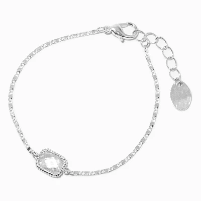 Silver-tone Cubic Zirconia Halo Chain Bracelet