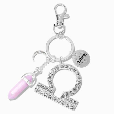 Libra Mystical Gem Silver Zodiac Keychain