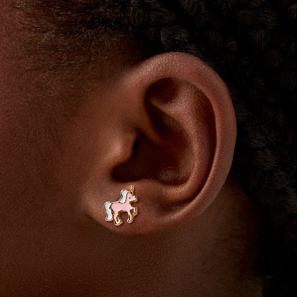 Pink Unicorn Stud Earrings - 9 Pack