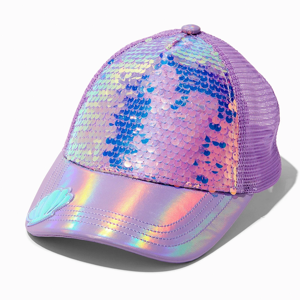 Claire's Club Purple Sequin Trucker Hat