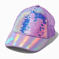 Claire's Club Purple Sequin Trucker Hat