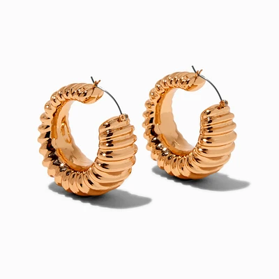 Gold-tone Treaded Hoop Earrings