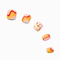 Retro Daisy Swirl Square Press On Vegan Faux Nail Set - 24 Pack