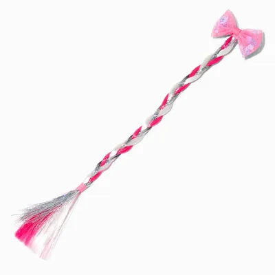 Claire's Club Hot Pink Bow Braid Faux Hair Tie
