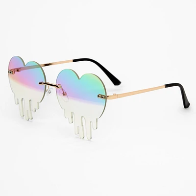 Iridescent Melted Heart Rim Sunglasses