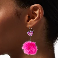 Radiating Heart Pom Pom Drop Earrings