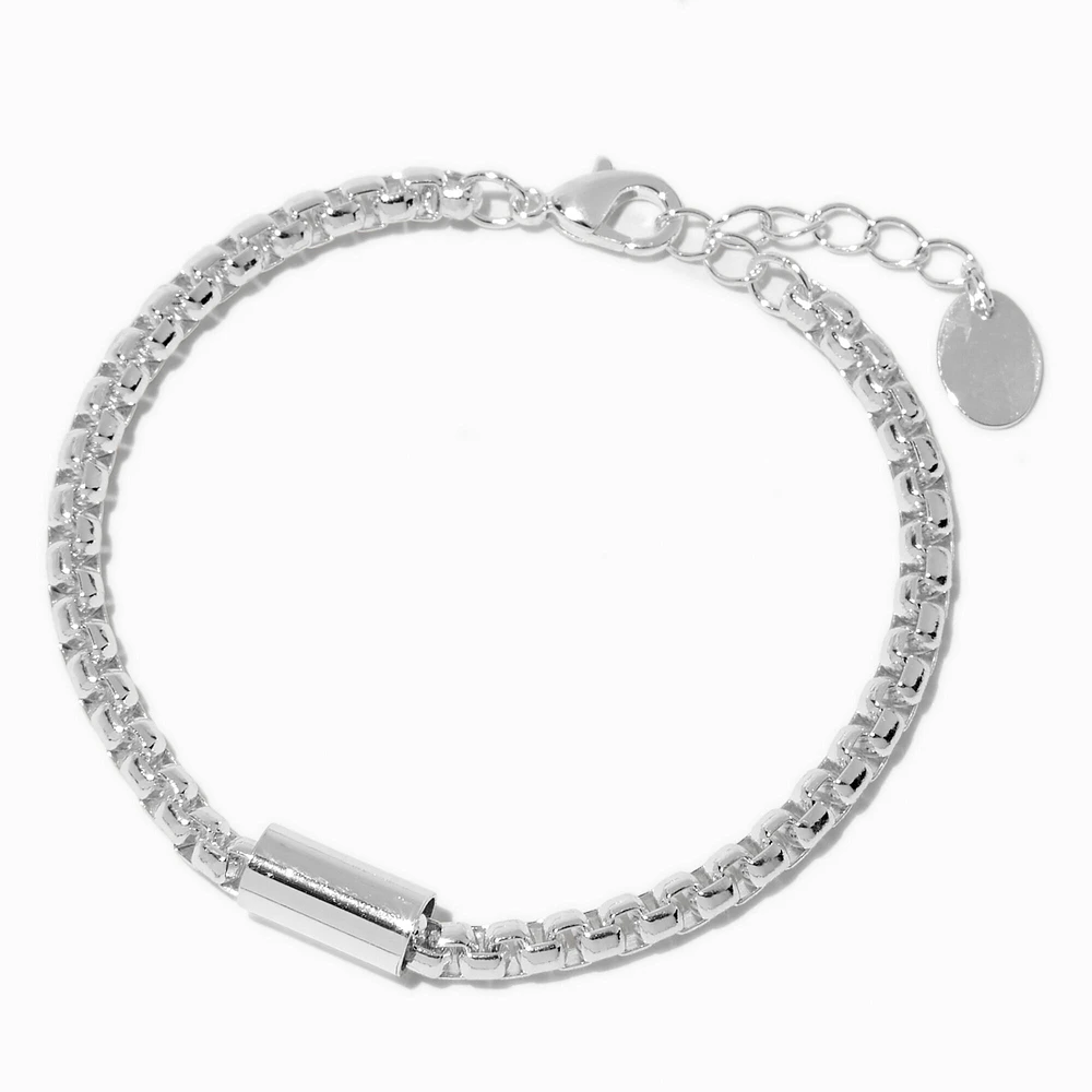 Silver-tone Round Box Chain Bracelet