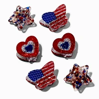 Stars & Stripes Mini Hair Claws - 6 Pack