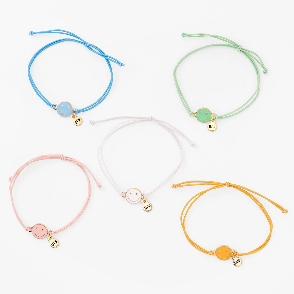 Best Friends Happy Face Bracelets - 5 Pack