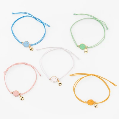 Best Friends Happy Face Bracelets - 5 Pack