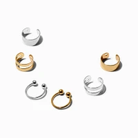 Mixed Metal Basic Ear Cuff Earrings Stackables - 6 Pack