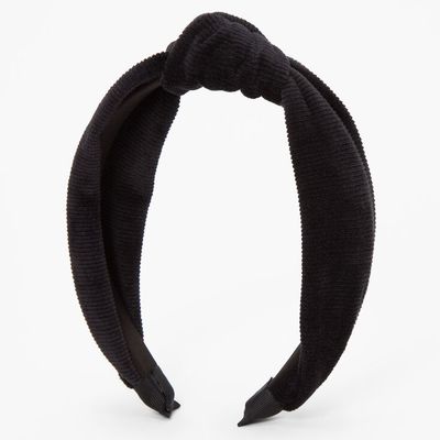 Ribbed Knotted Headband - Black