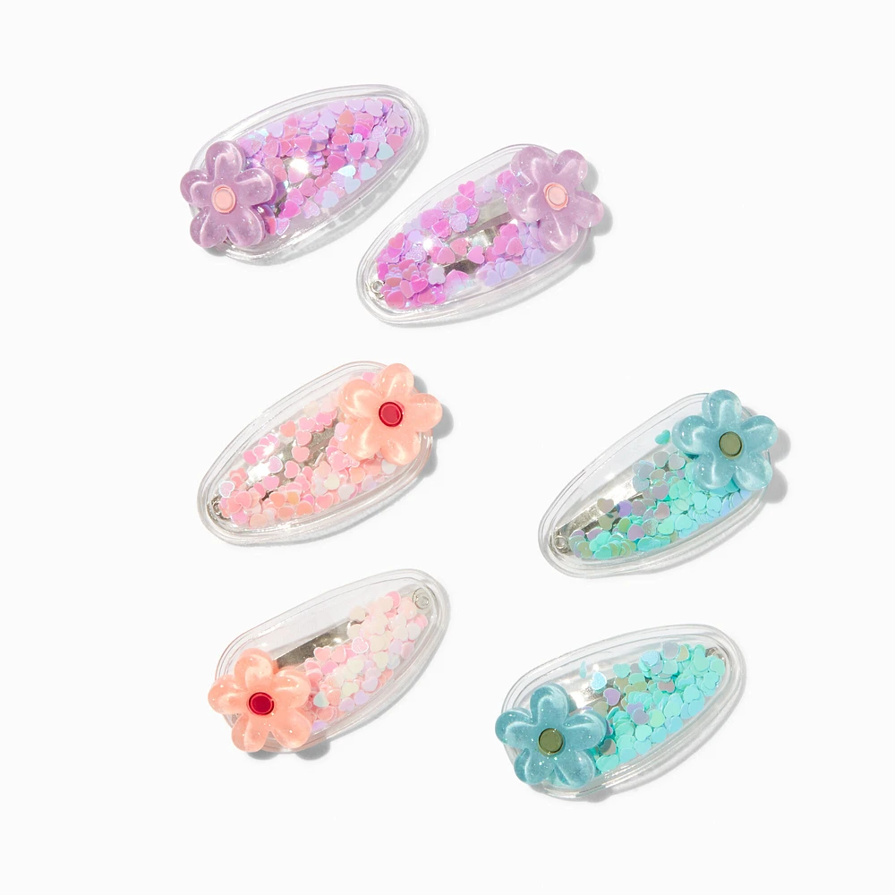 Claire's Club Daisy Shaker Snap Hair Clips - 6 Pack