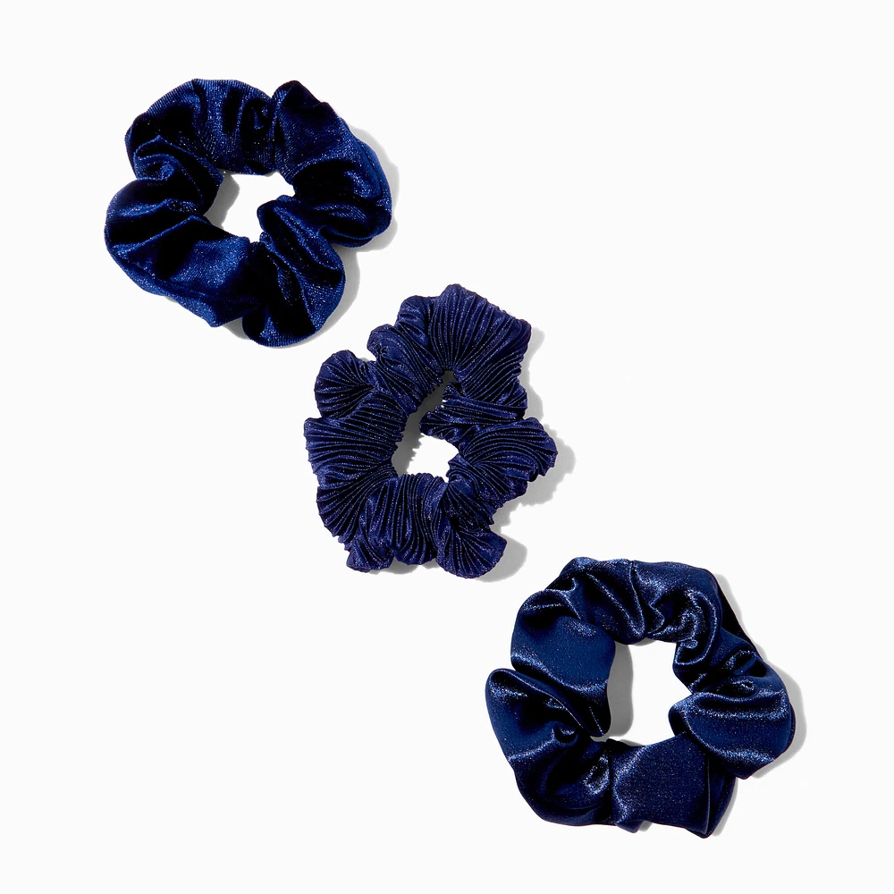 Navy Mixed Hair Scrunchies - 3 Pack