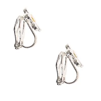 Silver Daisy Clip On Earrings - White