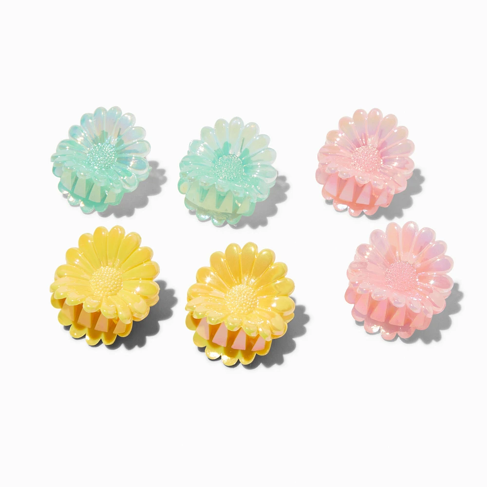 Yellow, Blue & Pink Sunflower Hair Claws - 6 Pack