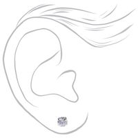 Silver Cubic Zirconia Round Stud Earrings - 3MM, 4MM, 5MM