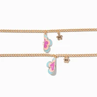 Best Friends Gold-tone Split Flower Charm Bracelets - 2 Pack