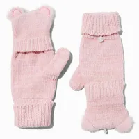 Claire's Club Pink Bear Convertible Gloves