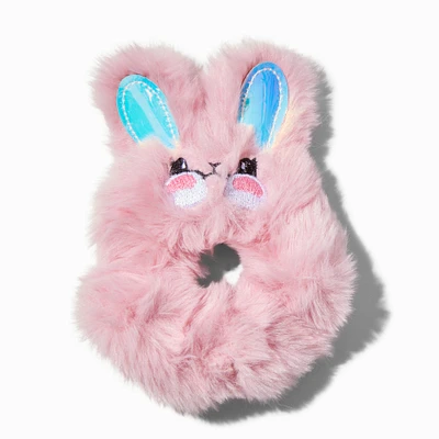 Pink Medium Faux Fur Bunny Hair Scrunchie