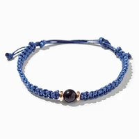 Black Pearl Woven Adjustable Cord Bracelet - Navy Blue